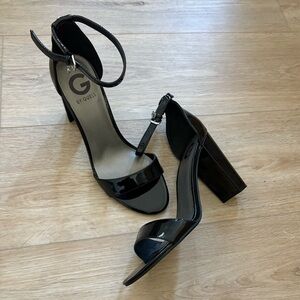 Guess Black Patent Ankle Strap Heels